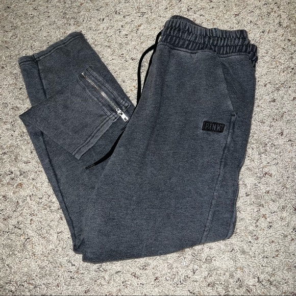 PINK Victoria's Secret Pants - PINK Victoria’s Secret Grey Sweatpants W Ankle Zipper